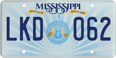 MS license plate LKD062
