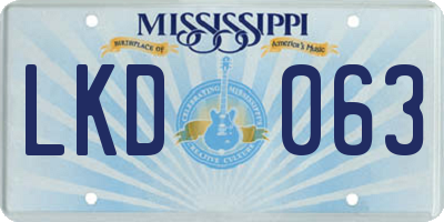 MS license plate LKD063