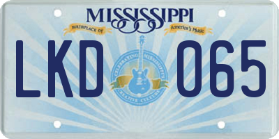MS license plate LKD065