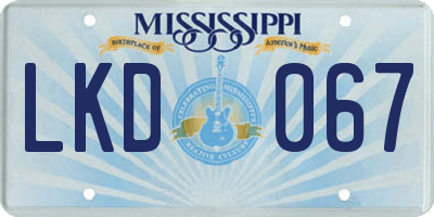 MS license plate LKD067