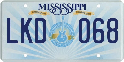 MS license plate LKD068