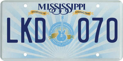 MS license plate LKD070