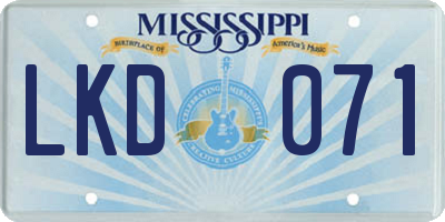 MS license plate LKD071