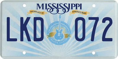 MS license plate LKD072