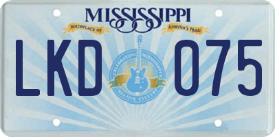 MS license plate LKD075
