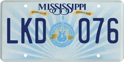 MS license plate LKD076