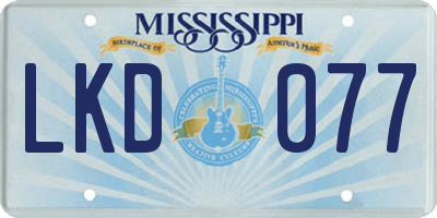 MS license plate LKD077