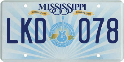 MS license plate LKD078