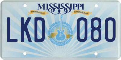 MS license plate LKD080