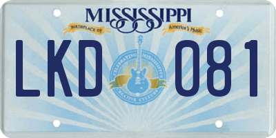 MS license plate LKD081