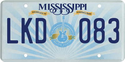 MS license plate LKD083