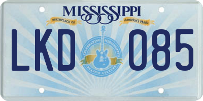 MS license plate LKD085