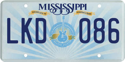 MS license plate LKD086