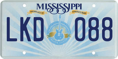 MS license plate LKD088