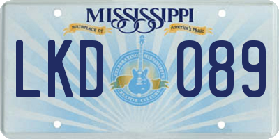 MS license plate LKD089