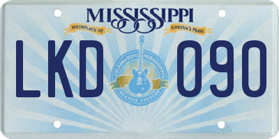 MS license plate LKD090