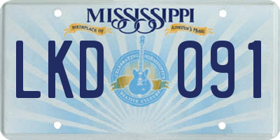 MS license plate LKD091