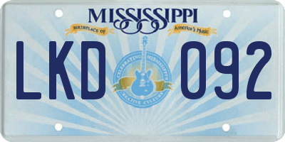 MS license plate LKD092