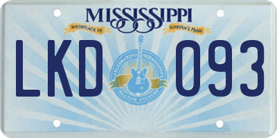 MS license plate LKD093