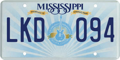 MS license plate LKD094