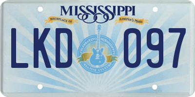 MS license plate LKD097