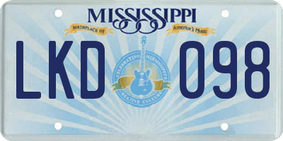 MS license plate LKD098