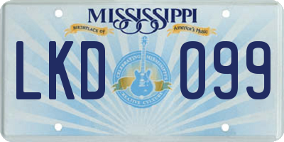 MS license plate LKD099