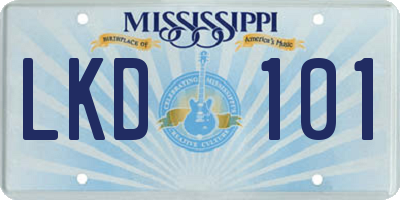 MS license plate LKD101