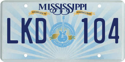 MS license plate LKD104