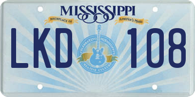 MS license plate LKD108