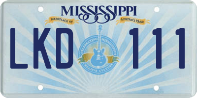 MS license plate LKD111