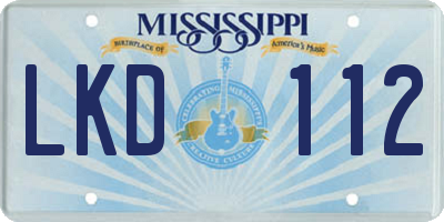 MS license plate LKD112