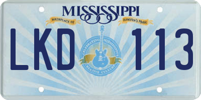 MS license plate LKD113