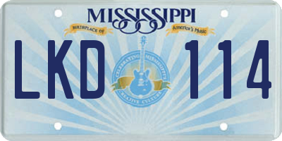 MS license plate LKD114