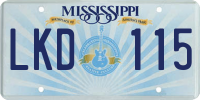 MS license plate LKD115