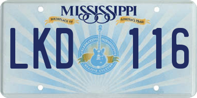MS license plate LKD116