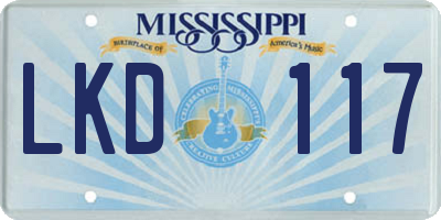 MS license plate LKD117