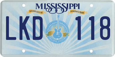 MS license plate LKD118