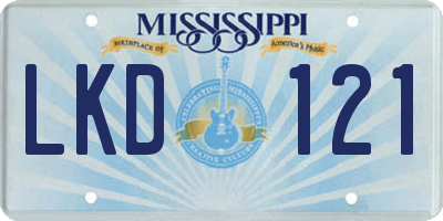 MS license plate LKD121