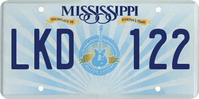 MS license plate LKD122