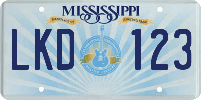 MS license plate LKD123