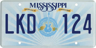 MS license plate LKD124