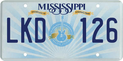 MS license plate LKD126