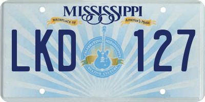 MS license plate LKD127