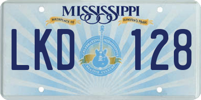MS license plate LKD128