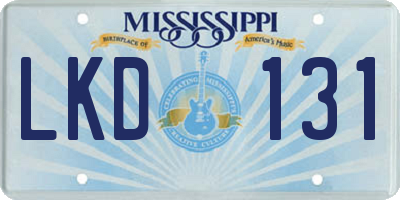 MS license plate LKD131