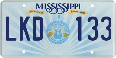 MS license plate LKD133
