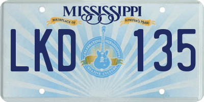 MS license plate LKD135