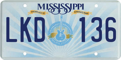 MS license plate LKD136