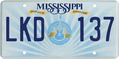 MS license plate LKD137